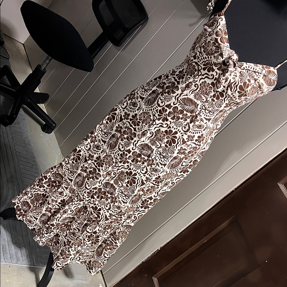 Monteau Brown and White Floral Maxi Dress
